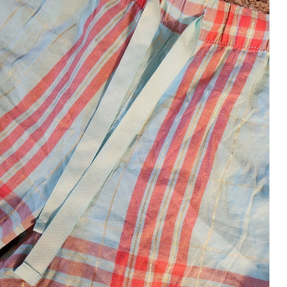 Retro 2018 Victoria's Secret Metallic Gold Plaid Pajama Pants M - Picture 4 of 8